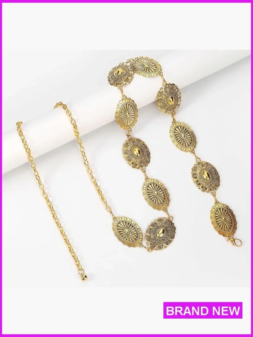 Gold Metal Chain Belt Adjustable Length Y2K Vintage Elegant Festival Wear